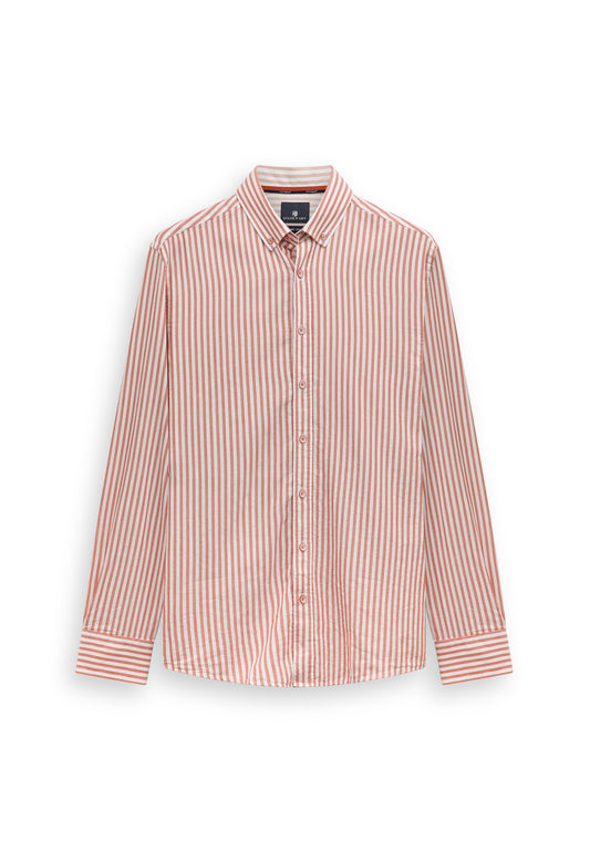 Orange striped cotton regular fit shirt State of Art - 16158/2811