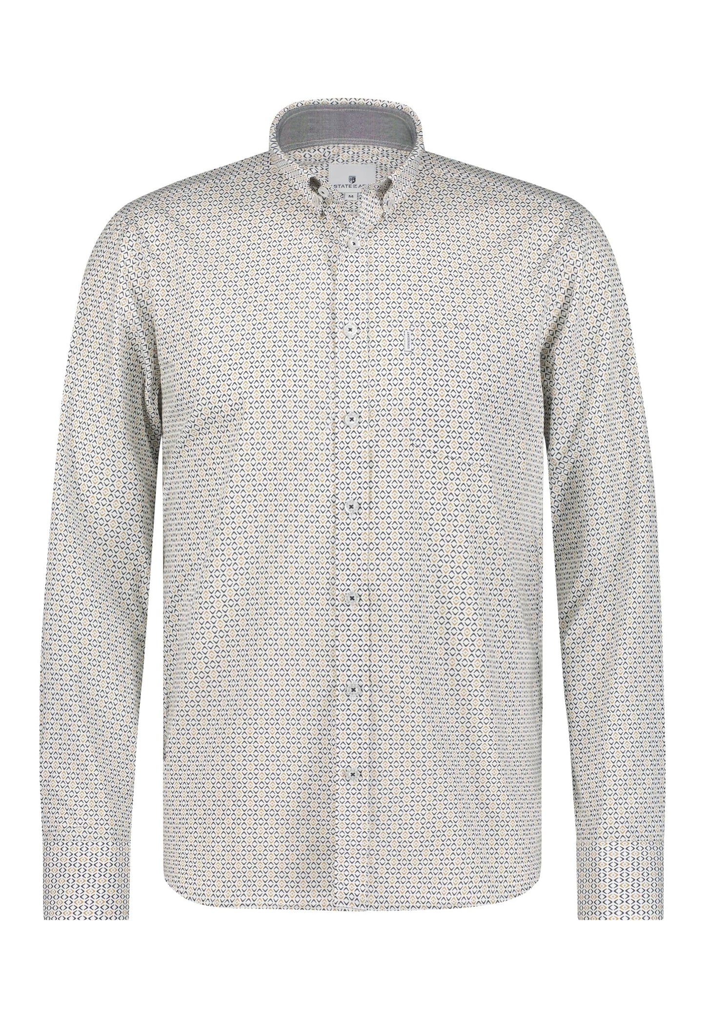 Ochre cotton regular fit shirt with print State of Art - 23221/1123