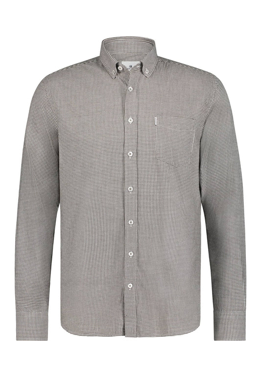 Donkerbruin geruit flanellen regular fit overhemd State of Art - 23241/1137