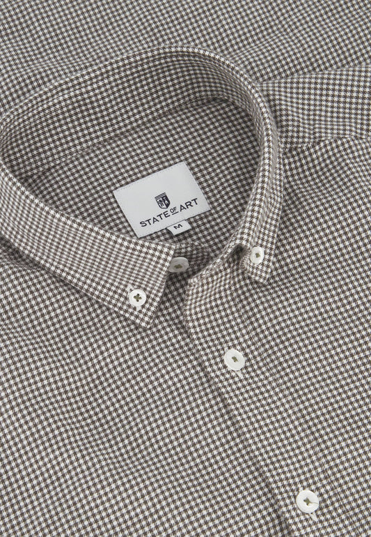 Dark brown checkered flannel regular fit shirt State of Art - 23241/1137