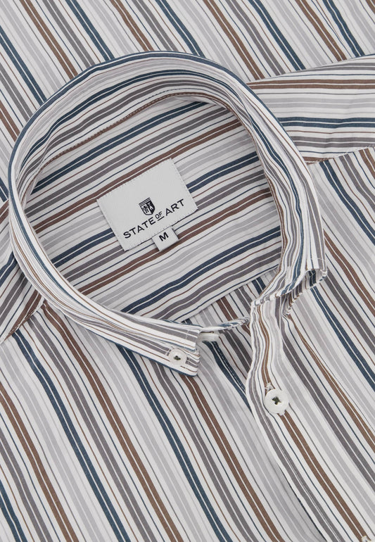 Camel striped cotton regular fit shirt State of Art - 23269/1155