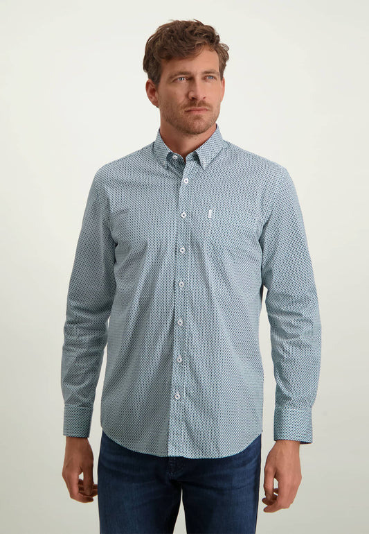  Blauwgrijs katoenen regular fit overhemd met print State of Art - 23235/1156 