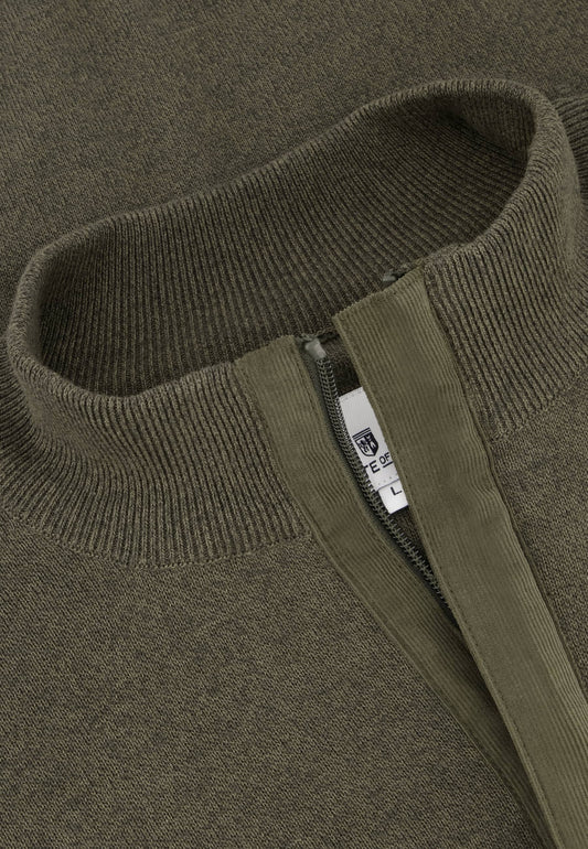 Khaki cotton half zip pullover State of Art - 23049/3837