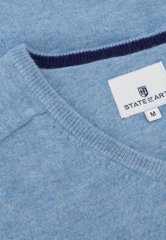 Light blue woolen V-neck pullover State of Art - 23000/5600