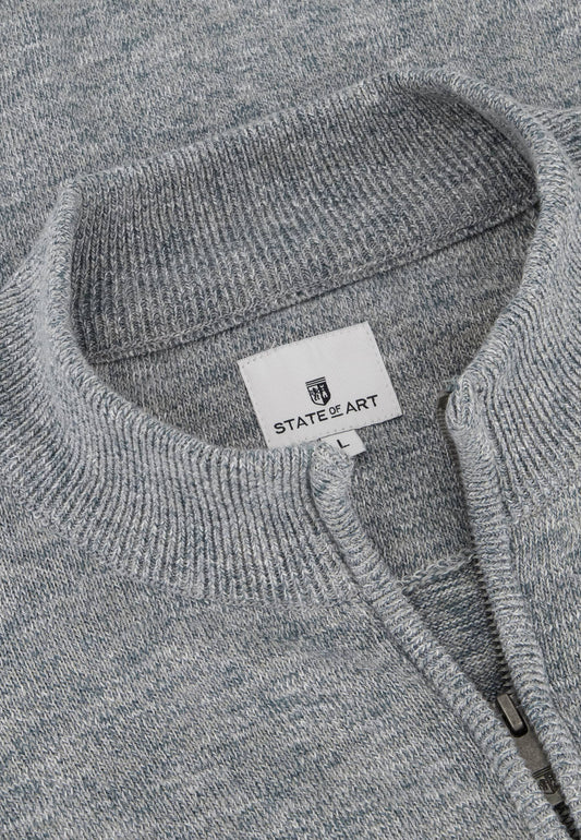 Blue grey cotton full zip cardigan State of Art - 23042/5634