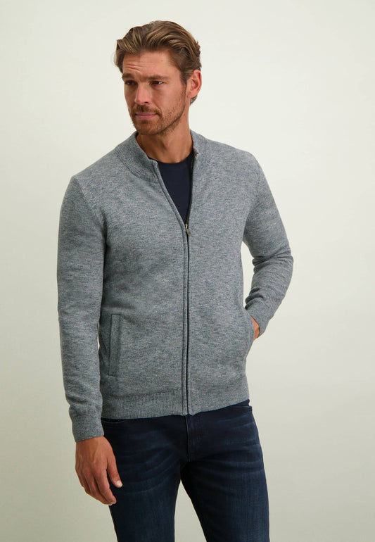 Blue grey cotton full zip cardigan State of Art - 23042/5634