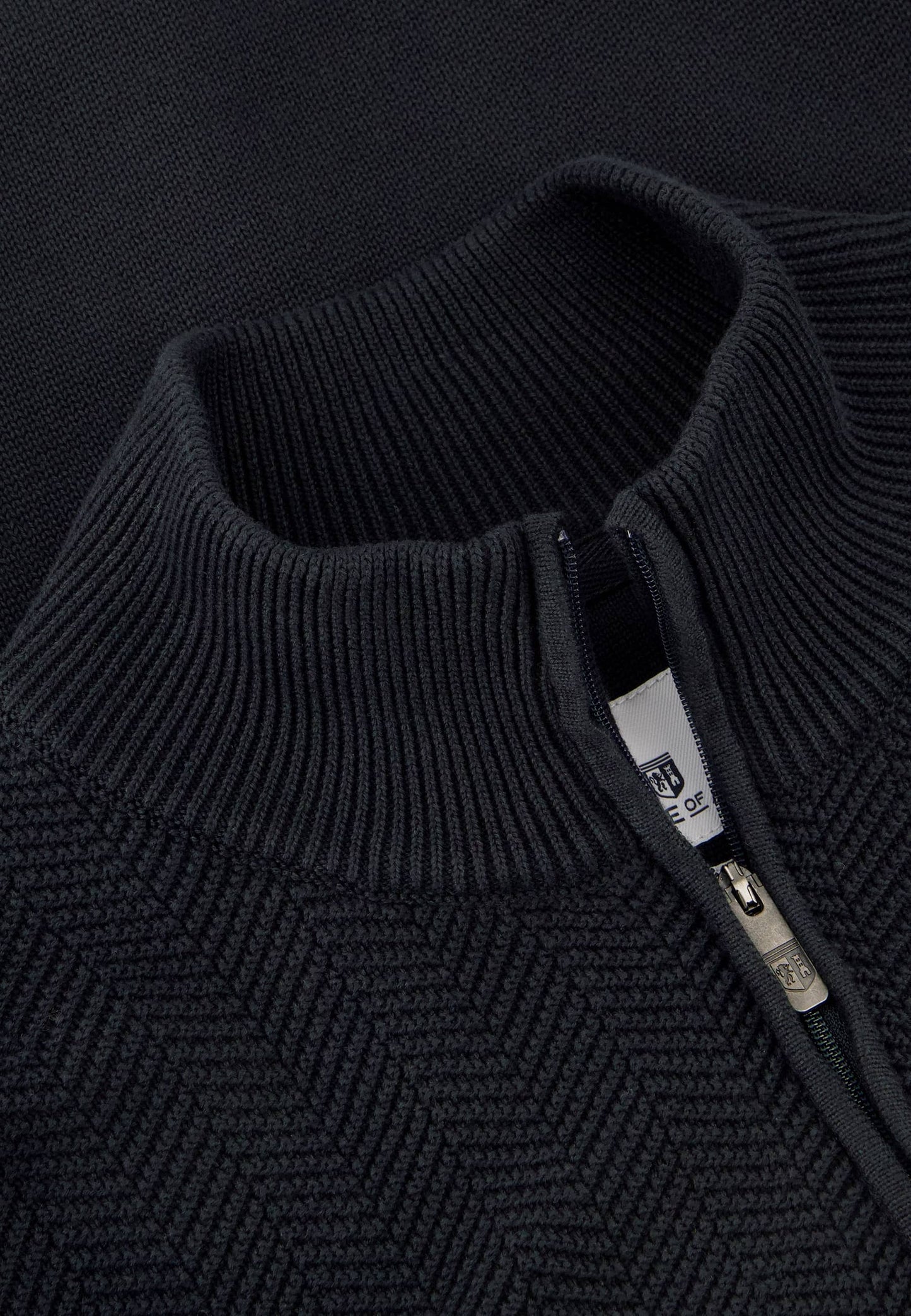 Navy structured cotton pullover with half zip State of Art - 23012/5900
