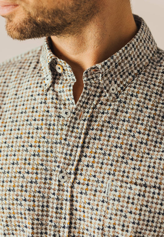  Camel cotton regular fit shirt with print State of Art - 24253/1123