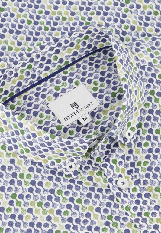 Blue green cotton regular fit shirt with print State of Art -14194/1131