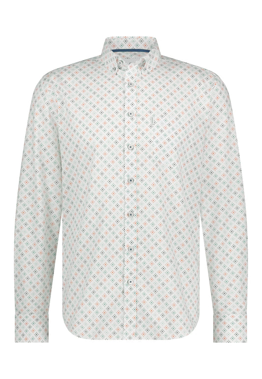 White cotton regular fit shirt with camel print State of Art - 14204/1154