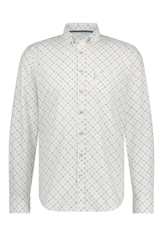 White cotton regular fit shirt with camel print State of Art - 14204/1154