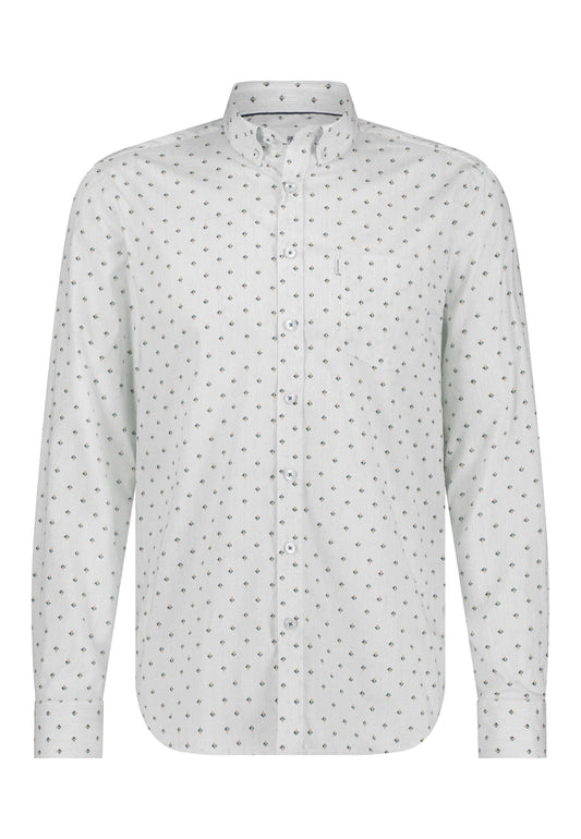  Blauw gestreept katoenen regular fit overhemd met print State of Art - 14234/1155 