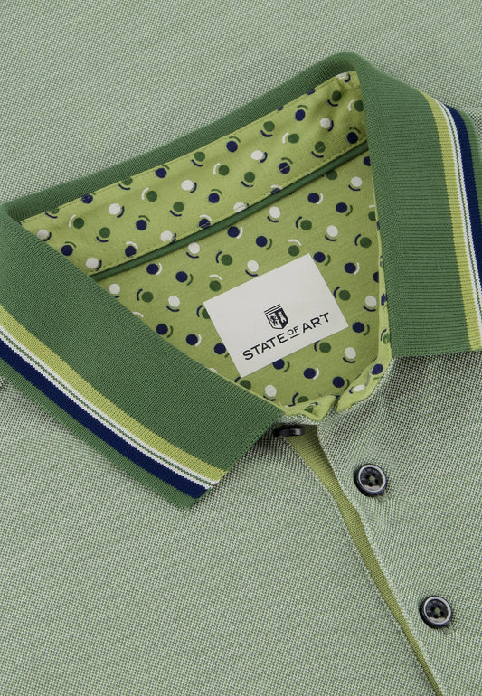 Green structured mercerized cotton polo State of Art - 14452/3611