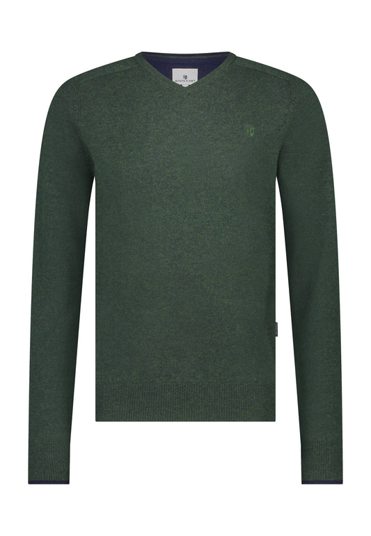 Groene wollen V-hals pullover State of Art - 24000/3900