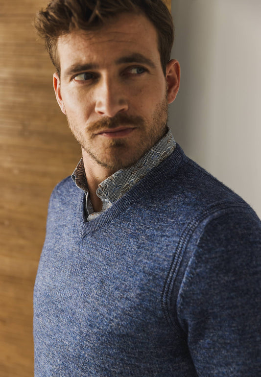 Blue V-neck pullover State of Art - 24011/5700