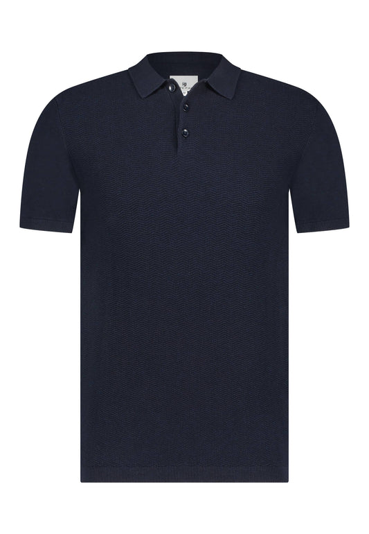 Navy cotton knitted structured polo State of Art - 14059/5900