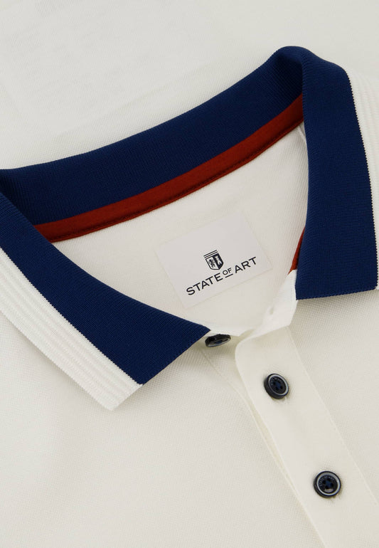 Off white mercerized cotton polo State of Art - 14453/1100