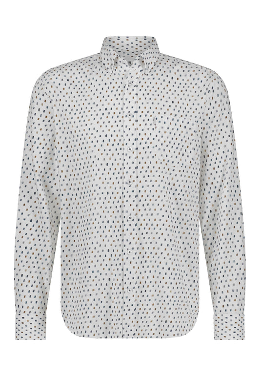White cotton regular fit shirt with print State of Art - 14240/1156