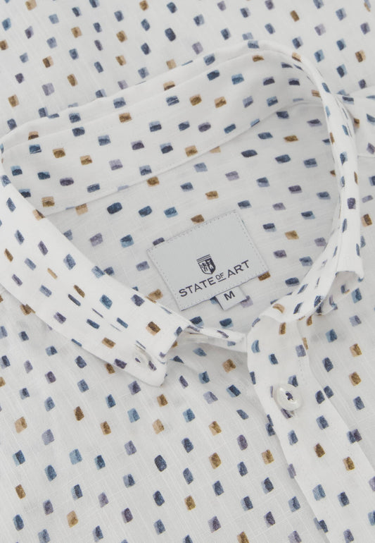 Wit katoenen regular fit overhemd met print State of Art - 14240/1156