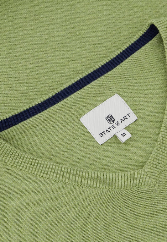 Lime cotton V-neck pullover State of Art - 14030/3100