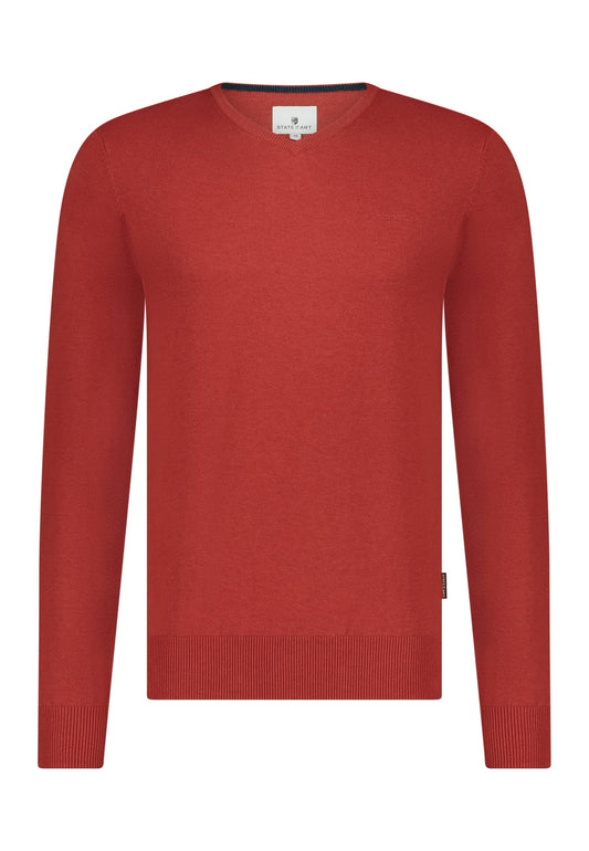 Red cotton V-neck pullover State of Art - 14030/4400