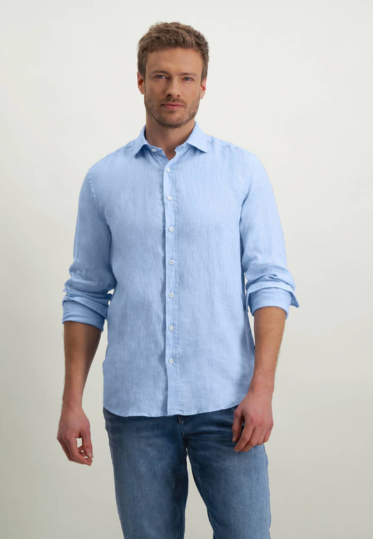 Blauw linnen regular fit overhemd State of Art - 14314/5600