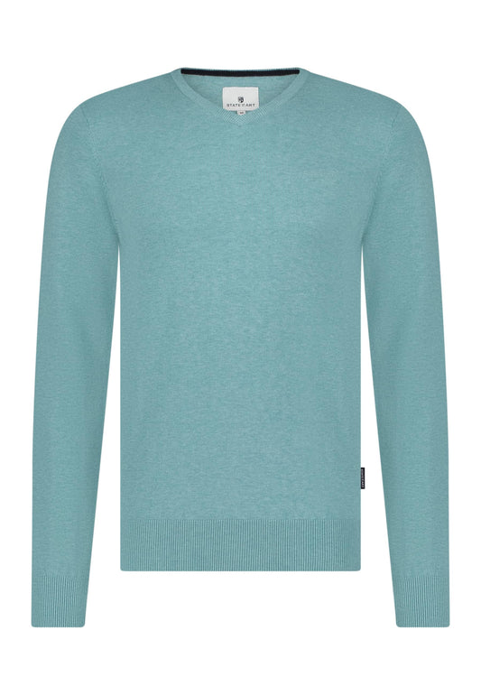 Aqua cotton V-neck pullover State of Art - 14030/5400