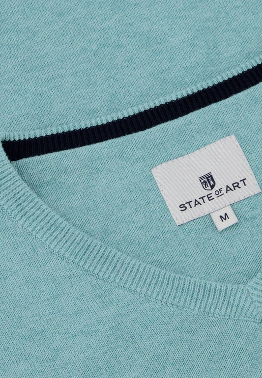 Aqua cotton V-neck pullover State of Art - 14030/5400