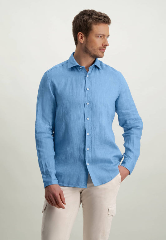 Blauw linnen regular fit overhemd State of Art - 14314/5600