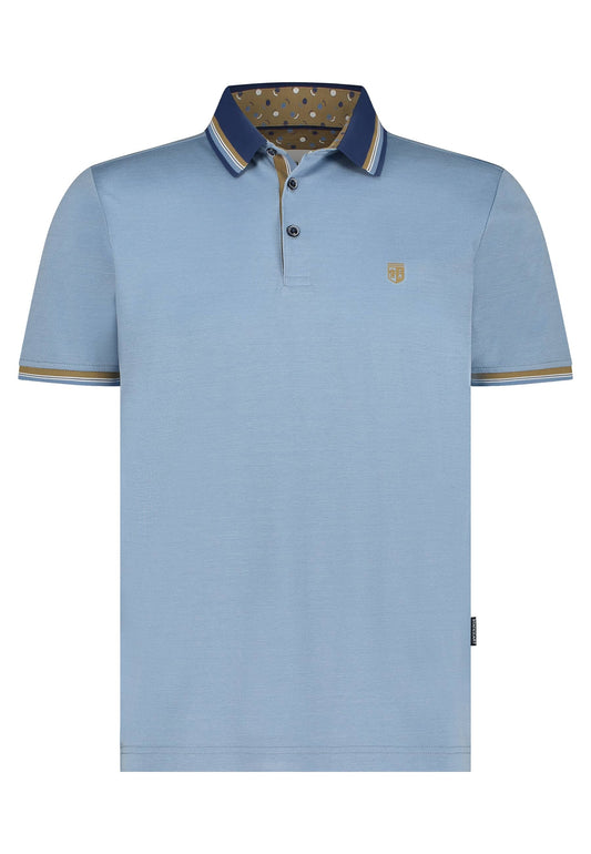 Blue structured mercerized cotton polo State of Art - 14452/5651