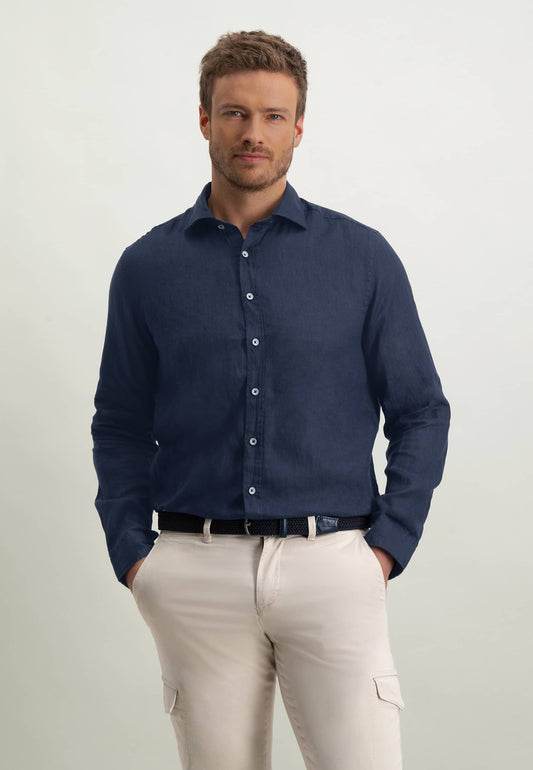 Navy linnen regular fit shirt State of Art - 14314/5900