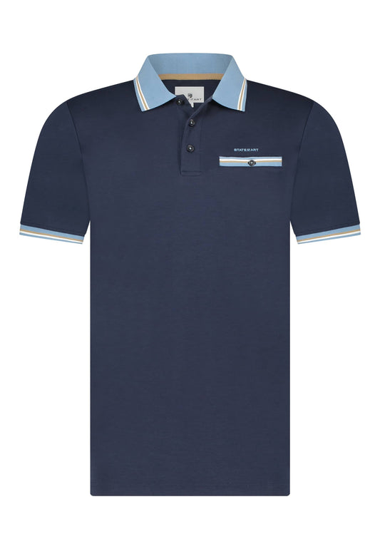 Navy katoenen polo State of Art -14403/5900