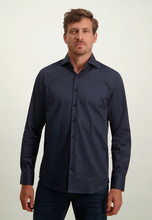 Navy dotted cotton regular fit shirt State of Art - 23715/5911