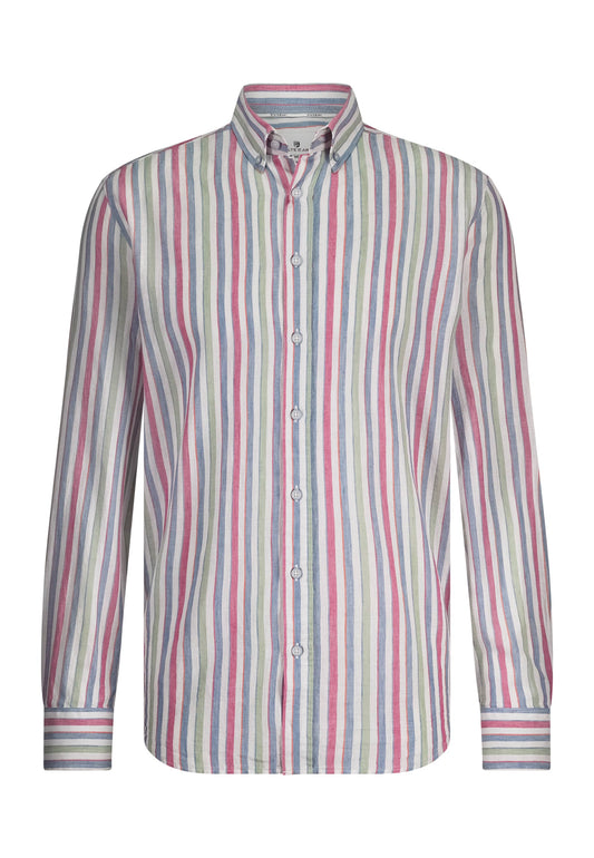 Multi color striped cotton linnen regular fit shirt State of Art - 15364/1156