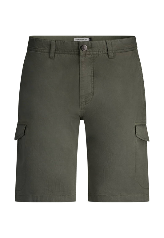 Green structured cotton cargo shorts - 15659/3787
