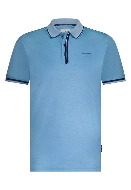 Blauwe katoenen regular fit polo State of Art - 15412/5317