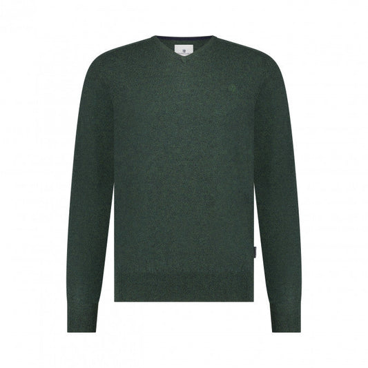 Dark green woolen V-neck pullover State of Art - 23000/3700
