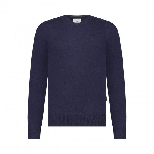 Navy woolen V-neck pullover State of Art - 23000/5900