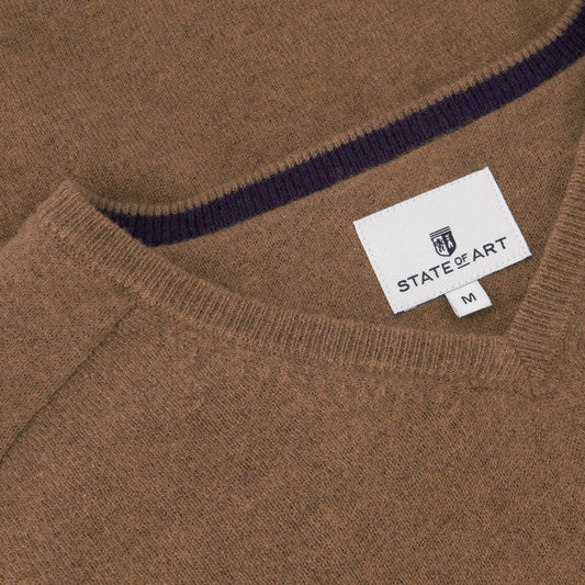 Brown woolen V-neck pullover State of Art - 23000/8400
