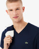 Navy cotton V-neck T-shirt Lacoste - TH6710/166