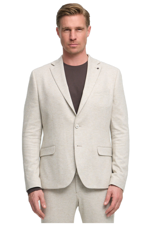 Zandkleurig gestructureerd slim fit jasje Zuitable - 262682/220