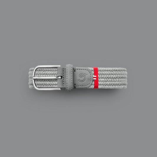 Light grey waxed cotton elastic woven belt La Boucle - Calabria