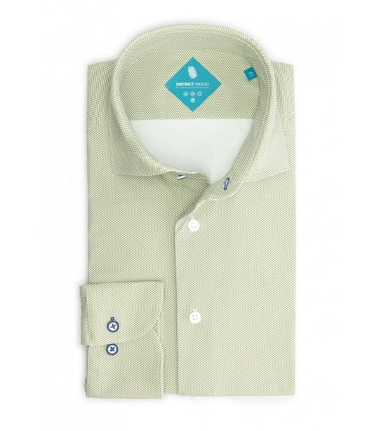 Groen gestructureerd slim fit performance overhemd District Indigo - 7.21.025.750/374