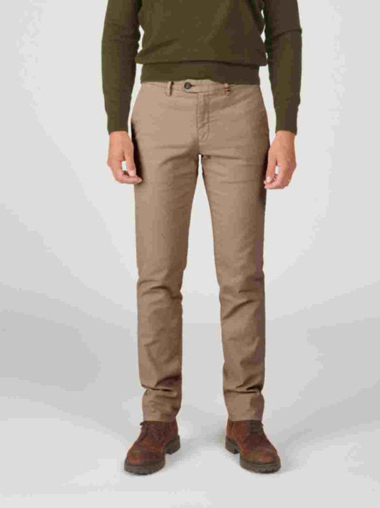 Dark beige cotton structured regular fit trousers Zilton - Magnus-P 28/121