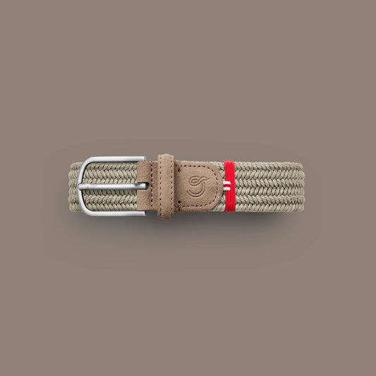 Taupe gewaxte katoenen elastische geweven riem La Boucle - Lazio