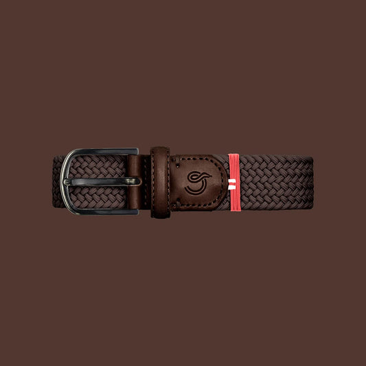 Donkerbruine katoenen elastische riem La Boucle - Mayfair