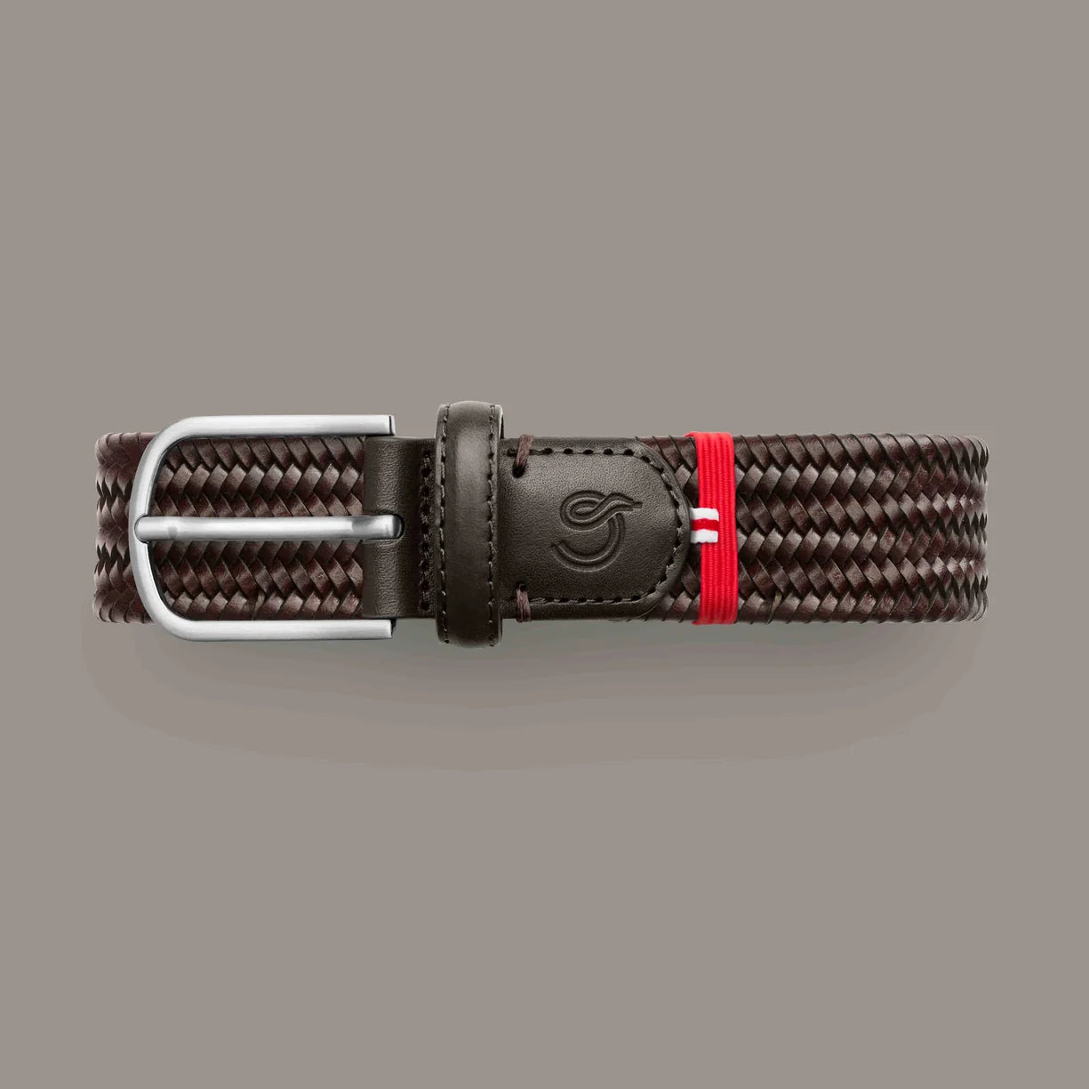 Dark brown leather elastic belt La Boucle - Monmartre