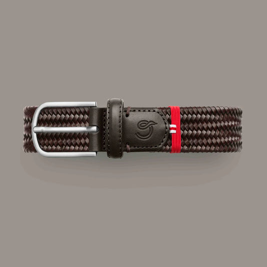 Donkerbruine leren elastische riem La Boucle - Monmartre