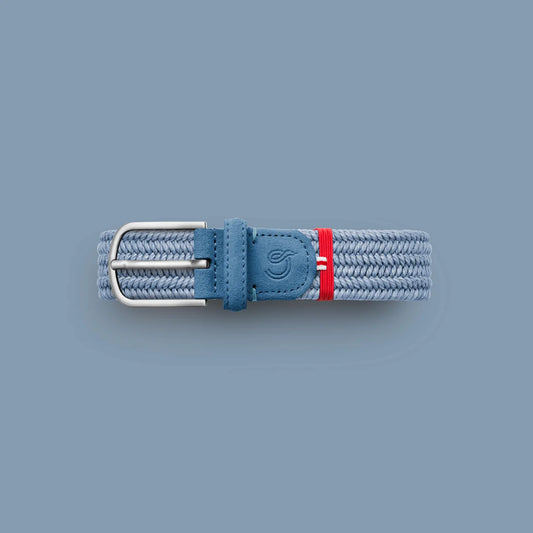 Lichtblauw gewaxte katoenen elastische geweven riem La Boucle - Sicilia