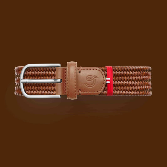 camel leren elastische riem La Boucle - Vendome